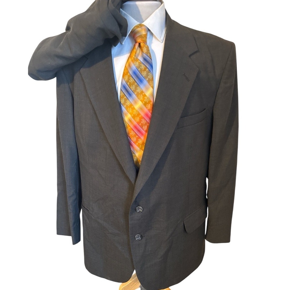 Custom USA Made Suit Sz 46R Portly Fit Pants 44 x 29 Brown 2 Pc Jacket Vintage